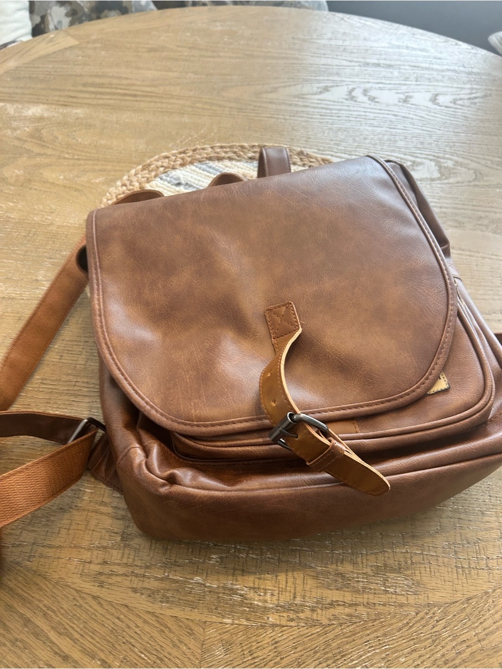 Brown Faux Leather Backpack - Classic Everyday Carry